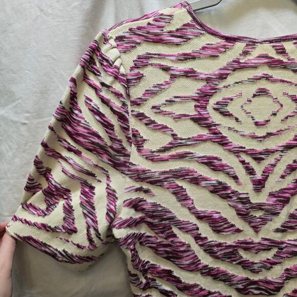 Free People Take Me Out zebra print mini bodycon dress puff sleeve knit large - Picture 10 of 11